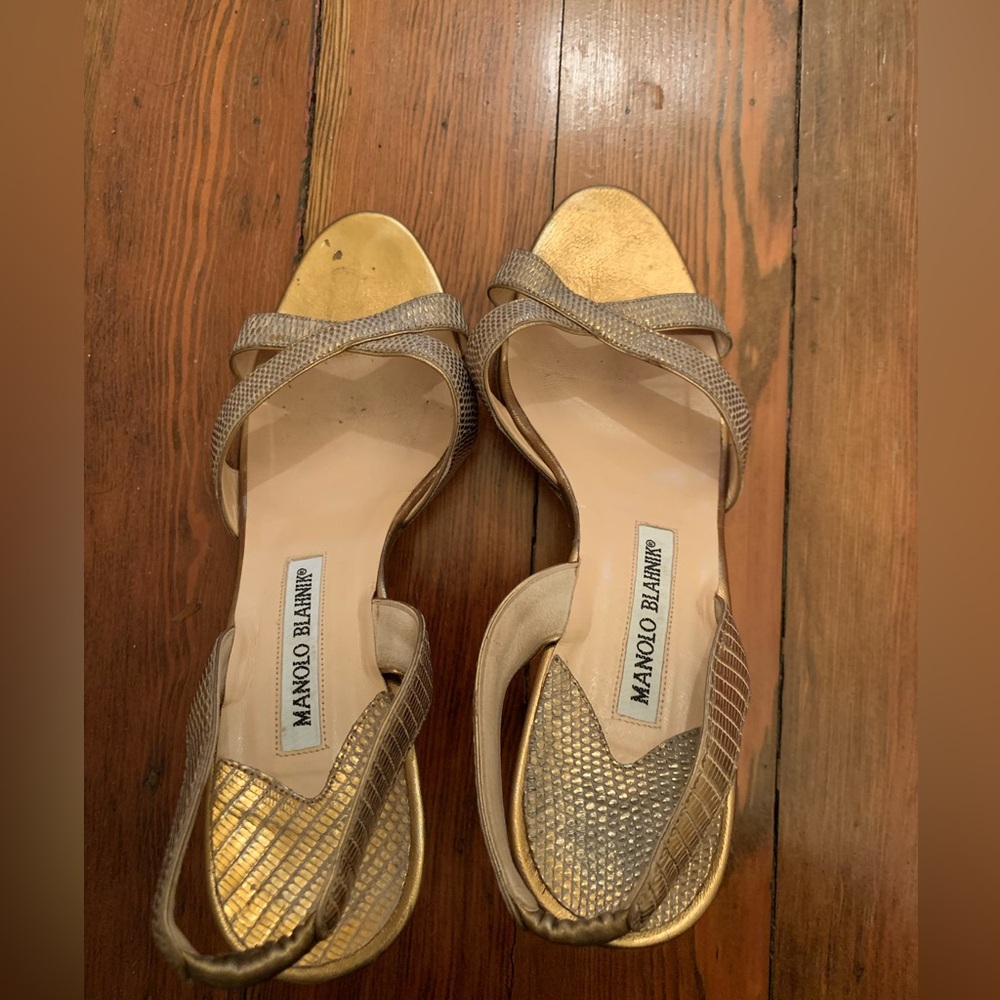 Manolo Blahnik Metallic Sandals